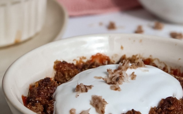 Grain Free Rhubarb Crumble for Two