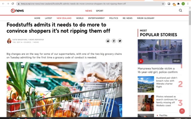 Commerce Commission, TVNZ 1News, Newsroom NZ, SevenSharp, Stuff and more...
